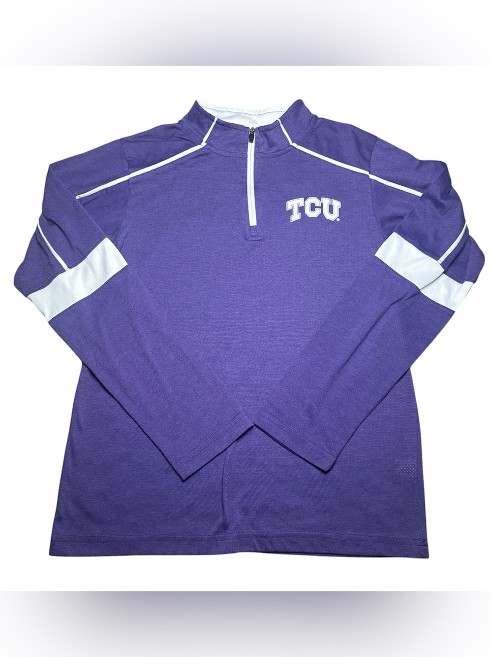 Colosseum Youth Medium Purple White TCU Quarter Zip Pullover Long sleeve